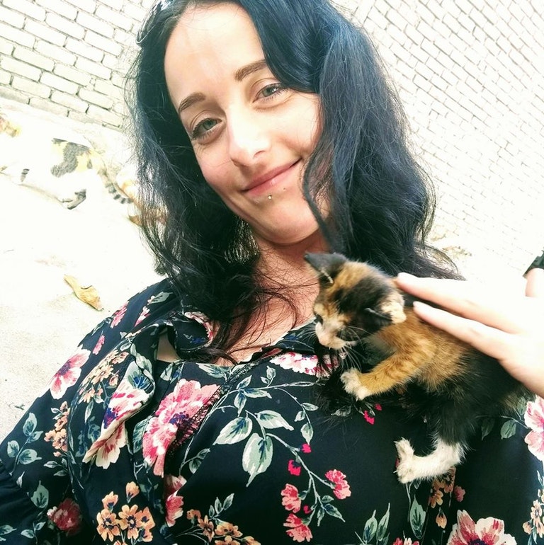 Lauren with a kitten